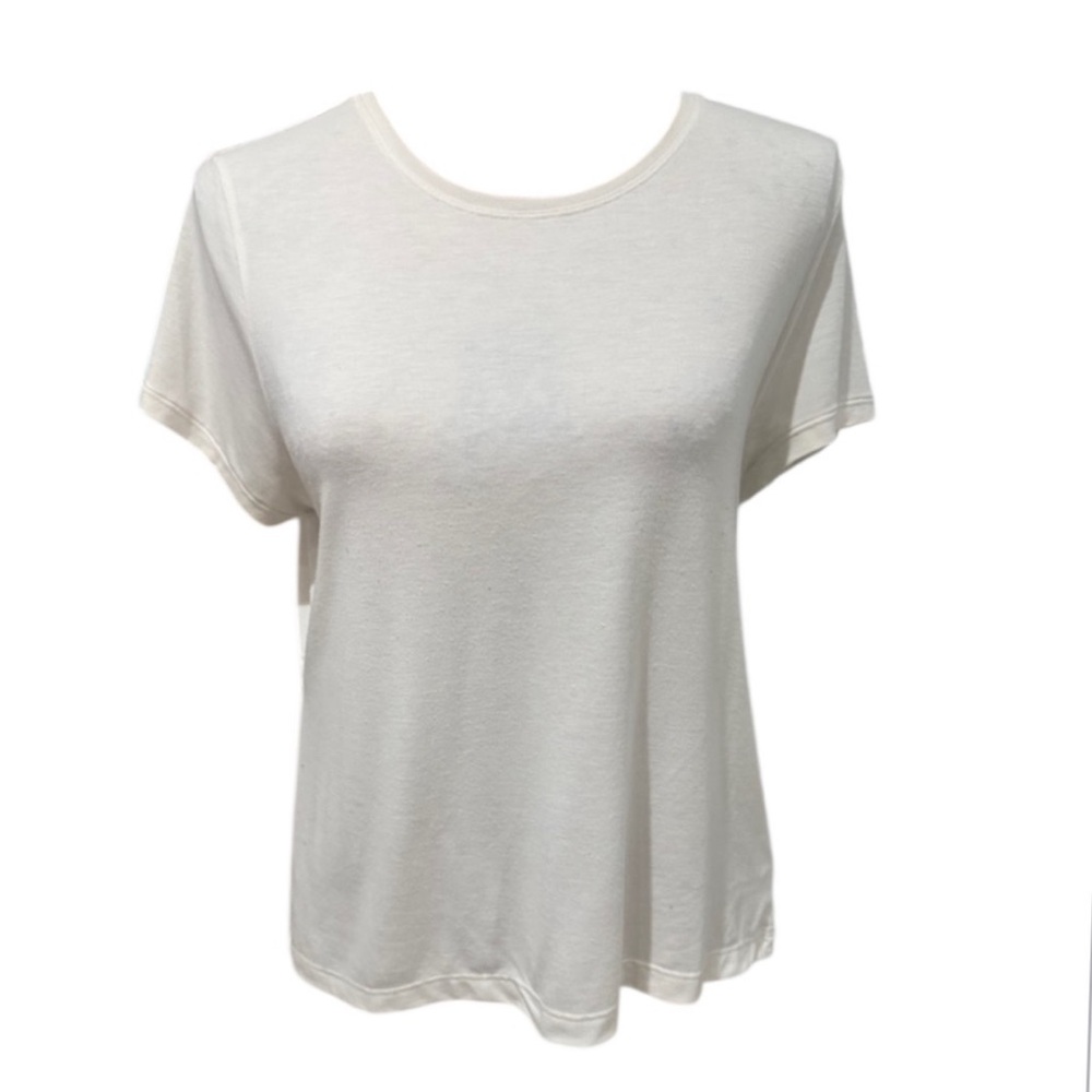 Athleta White Short Sleeve Tee Top Cut Out Knit Top Women’s Size SP GUC